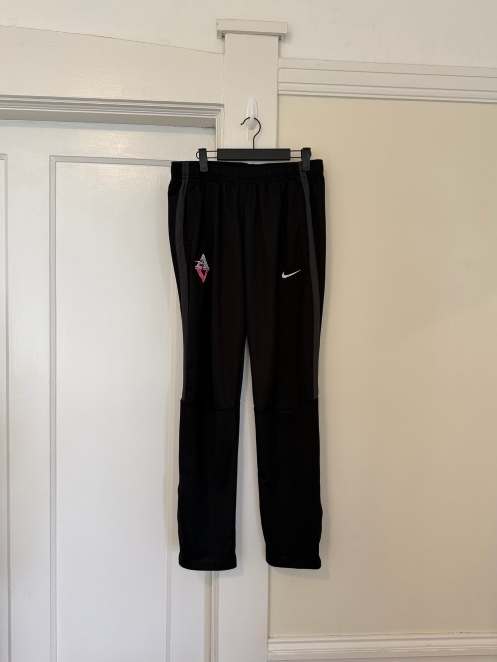 Nike Black Track Jogger Travel Pants with Grey Stripe down sides